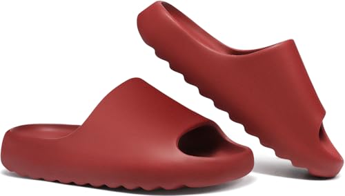 XTJSCBDSH Kids Cloud Slides Jungen Mädchen Kissen Hausschuhe - Slip-On Slide Sandalen Sommer Strand Pool Schuhe Indoor und Outdoor, Burgunder, 4-5 Big Kid von XTJSCBDSH