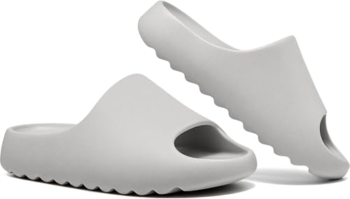 XTJSCBDSH Kids Cloud Slides Jungen Mädchen Kissen Hausschuhe - Slip-On Slide Sandalen Sommer Strand Pool Schuhe Indoor und Outdoor, GRAU, 4-5 Big Kid von XTJSCBDSH