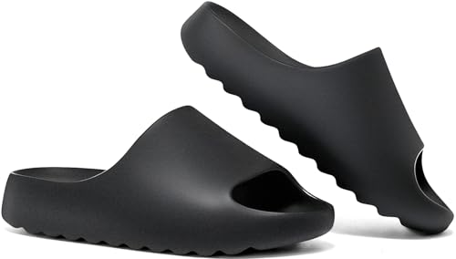 XTJSCBDSH Kids Cloud Slides Jungen Mädchen Kissen Hausschuhe - Slip-On Slide Sandalen Sommer Strand Pool Schuhe Indoor und Outdoor, Schwarz, 3-3.5 Big Kid von XTJSCBDSH