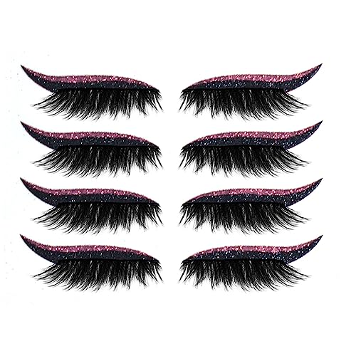 4 Paar Eyeliner Wimpern Aufkleber -Aufkleber für Augen wiederverwendbarer Eyeliner und Wimpernaufkleber, die leicht zu einem wasserdichten Aufkleber -Eyeliner,Rosa von XTKDAIUI