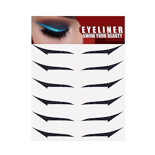 6 Paar Glitzer Eyeliner Aufkleber Instant Eyeliner Aufkleber Selbstkleber Augenlinienstreifen Aufkleber Wasserdichtes Augen Make -Up -Werkzeug,C von XTKDAIUI