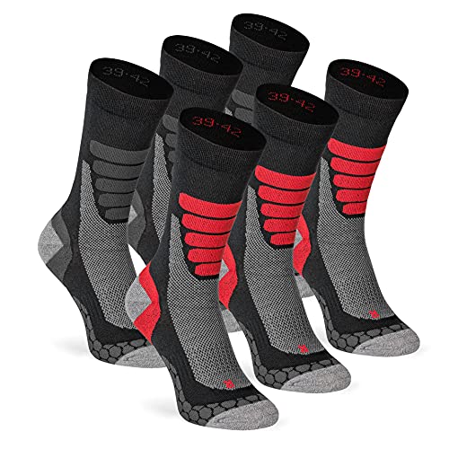 XTREME SOCKSWEAR Herren & Damen Wandersocken Trekking Outdoor Sport Funktionssocken Atmungsaktiv Frottesohle Gepolstert (6 Paar) Schwarz-Grau 35-38 von XTREME SOCKSWEAR