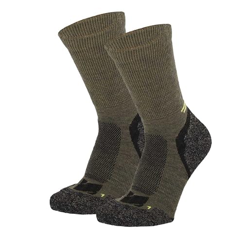 XTREME SOCKSWEAR Merino Wandersocken Herren & Damen, 2er-Pack M 35-38: Merinosocken Outdoor Socken, Wollsocken Wandern Unisex, Atmungsaktive Coolmax Hiking- und Outdoorsocken Merinowolle, Grün von XTREME SOCKSWEAR