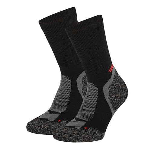 XTREME SOCKSWEAR Merino Wandersocken Herren & Damen, 2er-Pack M 35-38: Merinosocken Outdoor Socken, Wollsocken Wandern Unisex, Atmungsaktive Coolmax Hiking- und Outdoorsocken Merinowolle, Schwarz von XTREME SOCKSWEAR