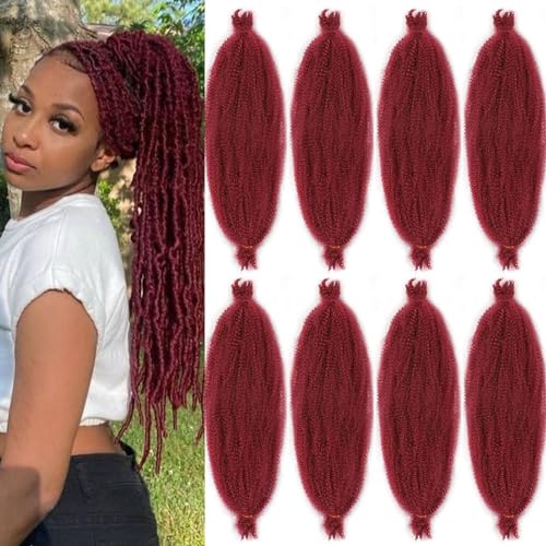 Xtrend 8 Packs 16 Inch Soft Springy Afro Twist Hair Pre-Separated Spring Twist Hair for Faux Locs Bungundy Marley Twist Crochet Braiding Hair Synthetic Hair Extensions for Black Women BUG# von XTREND