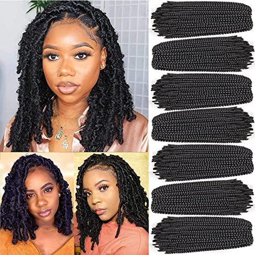 Xtrend 12 Zoll 5 Packungen Spring Twist Crochet Braids Haar für Schmetterlingsloks Short Bomb Twist Crochet Hair Synthetische Flechthaarverlängerungen für schwarze Frauen (1B#) von XTREND