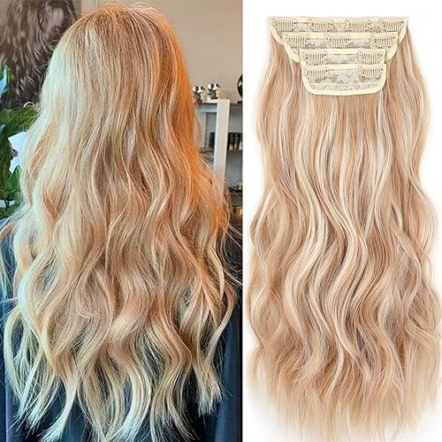 Xtrend 16Inch Long Wavy Hair Extensions Clip in Hair Extensions Synthetic Hair pieces for Women Girls 4PCS Full Head Set Thick Curly Wavy Synthetic Hair Extensions(86613)… von XTREND