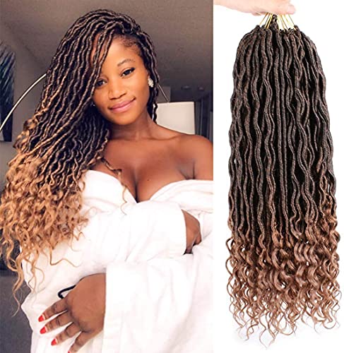 Xtrend 18 Zoll 6Packs Faux Locs Crochet Braids Hair Curly Synthetic Extensions Faux locs Braiding Hair Afro Kinky Soft Dread Dreadlocks 20 Roots/Pack für Schwarze Frauen T30# von XTREND