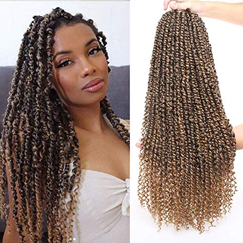 Xtrend 22 Zoll 6Packs Pre-Twisted Passion Twist Häkelborten Haarwasserwelle Pre Twisted Passion Twist Haar Synthetische Flechtverlängerungen 15 Stränge/Packung für schwarze Frauen T27# von XTREND
