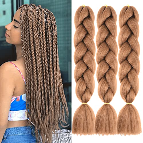 Xtrend 24 Inch 3Packs Dark Brown Jumbo Braid Hair for Box Braids Crochet Hair Long Synthetic Braiding Hair Extensions High Temperature Crochet Braids for Women (3packs, 30#)… von XTREND