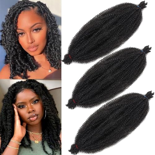 Xtrend 3 Packs 12 Inch Soft Springy Afro Twist Hair Pre-Separated Spring Twist Hair for Faux Locs Natural Black Marley Twist Crochet Braiding Hair Synthetic Hair Extensions for Black Women 1B# von XTREND