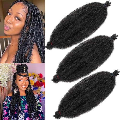 Xtrend 3 Packs 16 Inch Soft Springy Afro Twist Hair Pre-Separated Spring Twist Hair for Faux Locs Natural Black Marley Twist Crochet Braiding Hair Synthetic Hair Extensions for Black Women 1B#… von XTREND