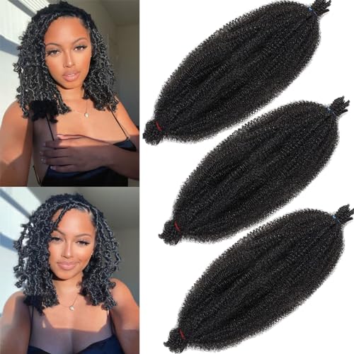 Xtrend 3 Packs 20 Inch Soft Springy Afro Twist Hair Pre-Separated Spring Twist Hair for Faux Locs Natural Black Marley Twist Crochet Braiding Hair Synthetic Hair Extensions for Black Women 1B# von XTREND