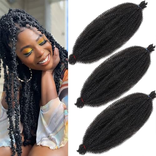 Xtrend 3 Packs 24 Inch Soft Springy Afro Twist Hair Pre-Separated Spring Twist Hair for Faux Locs Natural Black Marley Twist Crochet Braiding Hair Synthetic Hair Extensions for Black Women 1B# von XTREND