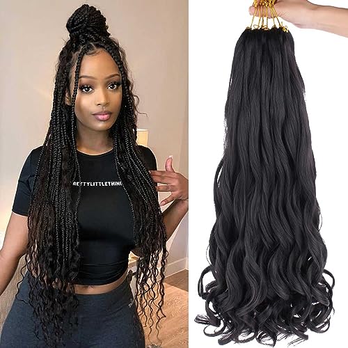 Xtrend 30 Inch Pre Stretched Bouncy Loose Wavy Braiding Hair 8 Packs French Curly Braiding Hair Synthetic Box Braids Braiding Hair for Women Nature Black Hair Extensions（30 Inch，1B#） von XTREND