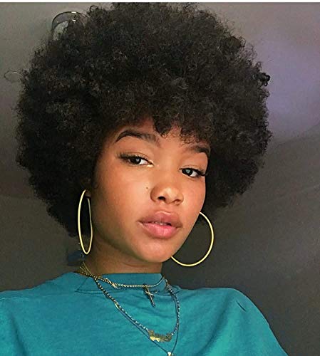 Xtrend 8 Zoll kurze Afro verworrene lockige Perücken schwarz flauschige afro lockiges Haar synthetische Perücken hitzebeständige Perücken weiche federnde Locken Haarperücken für schwarze Frauen 1B# von XTREND
