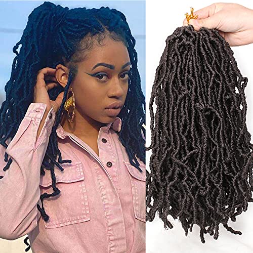 Xtrend 5 Packungen 30,5 cm Nu Faux Locs Häkelhaar für Schmetterling Locs 21 Strähnen/Pack lockig gewellt Göttin Soft Locs Crochet Braids Hair Extension for Women Synthetic Faux Locs Braiding Hair 4# von XTREND