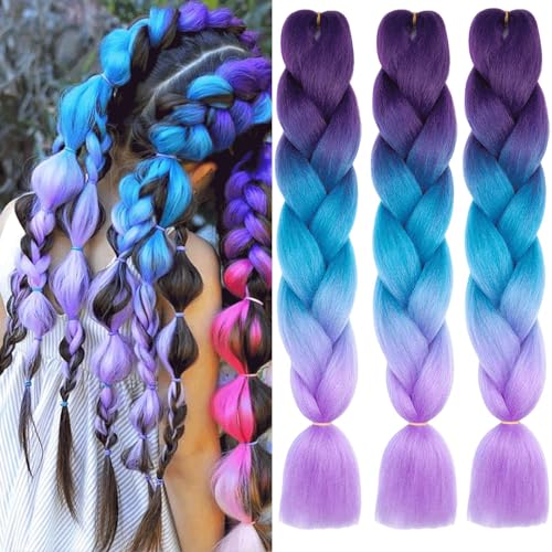 Xtrend 61 cm 3 Packungen Ombre 3 Töne Jumbo Flechthaar Synthetisches Ombré-Flechthaar Hochtemperatur-Kunsthäkelzöpfe Haarverlängerungen für Frauen von XTREND