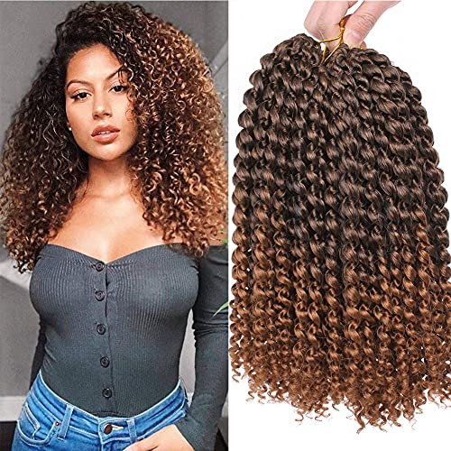 Xtrend 7 Pack 12 Zoll Passion Twist Haar Water Wave Synthetische Häkelborten für kurzes Passion Twist Flechten Haar Ombre Goddess Locs Böhmische Locken Haarverlängerungen für schwarze Frauen T30# von XTREND