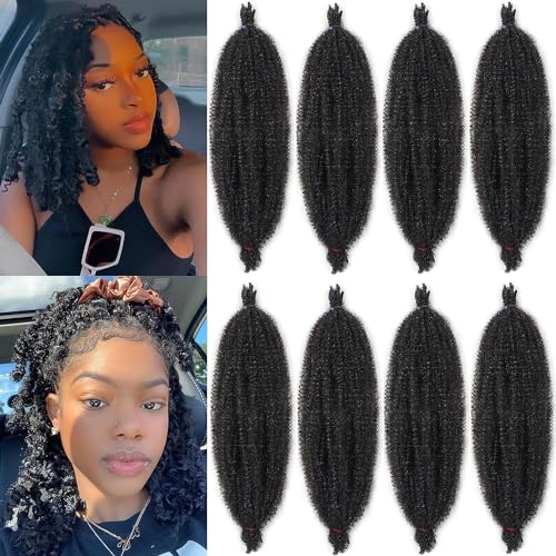 Xtrend 8 Packs 8 Inch Soft Springy Afro Twist Hair Pre-Separated Spring Twist Hair for Faux Locs Natural Black Marley Twist Crochet Braiding Hair Synthetic Hair Extensions for Black Women 1B#… von XTREND