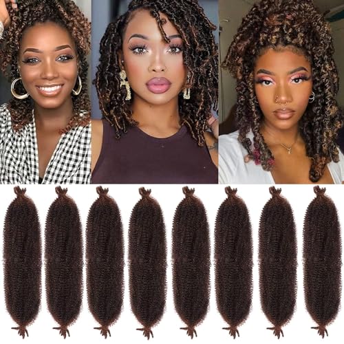 Xtrend 8 Packs Dark Brown Springy Afro Twist Crochet Hair 16 Inch Pre-Separated Spring Twist Hair Synthetic Marley Crochet Braiding For Distressed Soft Locs Hair Extension For Women T30#… von XTREND