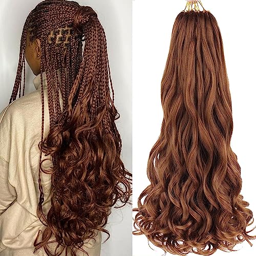 Xtrend 8 Packungen Französische Locken Haarverlängerungen - 18 Zoll Vorgespannte Synthetische Zöpfe für Frauen, Yaki Textur, Federnde Lose Wellige Locken (18 Zoll, 30#) von XTREND