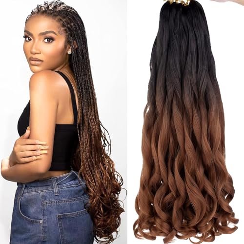 Xtrend 8 Packs French Curly Braiding Hair 26 Inch Pre Stretched Curly Braiding Hair Extensions for Women Yaki Texture Bouncy French Loose Wavy Curly Braiding Hair (26 Zoll, RS30#)… von XTREND