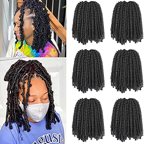 Xtrend 8 Zoll 6Packs / Los Black Spring Twist Haar Afro Crochet Braids Curly Twists Kanekalon Synthetic Fluffy Twist Haarverlängerungen für schwarze Frauen 1B # von XTREND