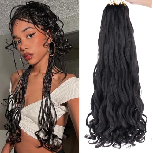 Xtrend Pre Stretched French Curly Braiding Hair 26 Inch 8 Packs Bouncy Loose Wave Braiding Hair Hot Water Setting Yaki Texture Synthetic French Curls for Women Black Hair Extensions(26 Inch,1B#) von XTREND
