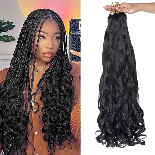 Xtrend Pre Stretched French Curly Braiding Hair 18 Inch 8 Packs Bouncy Loose Wave Braiding Hair Hot Water Setting Yaki Texture Synthetic French Curls for Women Black Hair Extensions(18 Inch,1B#)… von XTREND