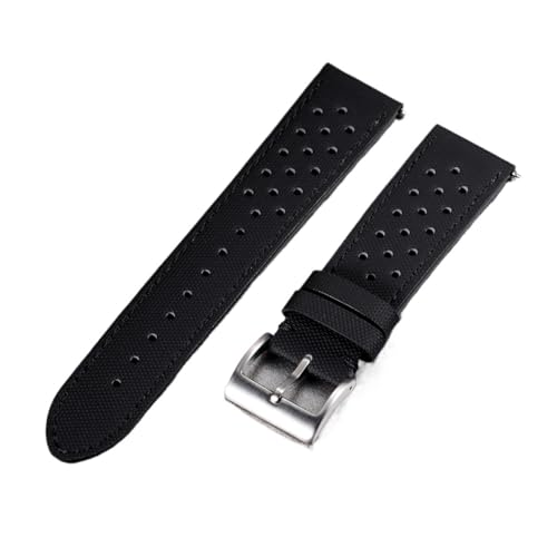 XTVKFWJAB 18/20/22 mm Nylon-Segeltucharmbänder, kompatibel mit Omega, Blancpain, Seiko-Taucheruhren, Herren- und Damen-Uhrenarmband Schnellverschluss, wasserdicht(Black,20mm) von XTVKFWJAB