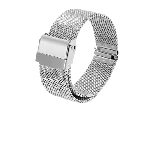 XTVKFWJAB 18 mm 20 mm Uhrenarmband aus Metall und Edelstahl, kompatibel mit DW Tissot Longines Uhrenserie Sport Milanese Loop Mesh-Uhrenarmband(Silvery,22mm) von XTVKFWJAB