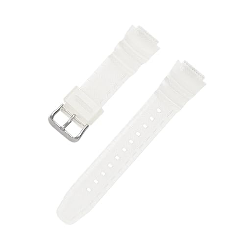 XTVKFWJAB 18 mm Uhrenarmband, kompatibel mit Casio AQ-S810W/S800W SGW-300H/400H AE-1000W/1200 W-S200H W-735H, buntes PU-Armband for Herren und Damen(Half translucent) von XTVKFWJAB