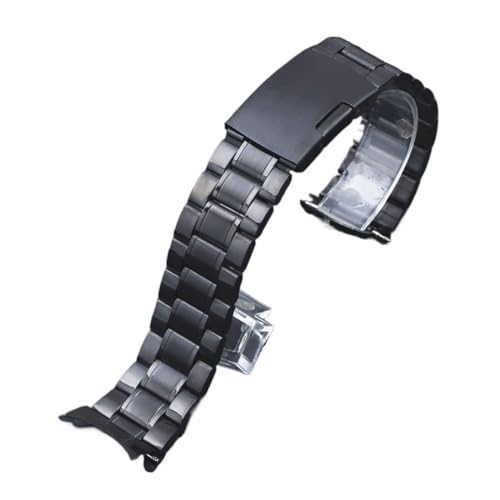 XTVKFWJAB 20 mm 22 Edelstahl-Uhrenarmband mit gebogenem Metallende, kompatibel Uhrenarmbändern for Herren und Damen(Black,22mm) von XTVKFWJAB