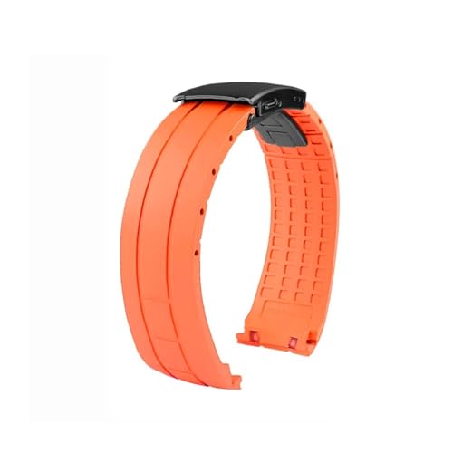 XTVKFWJAB 22 mm hochwertiges Uhrenarmband aus Gummi mit gebogenem Ende, faltbares Herrenarmband, kompatibel mit MIDO Tissot Seastar T120.407 Uhrenarmband(Orange black buckle) von XTVKFWJAB