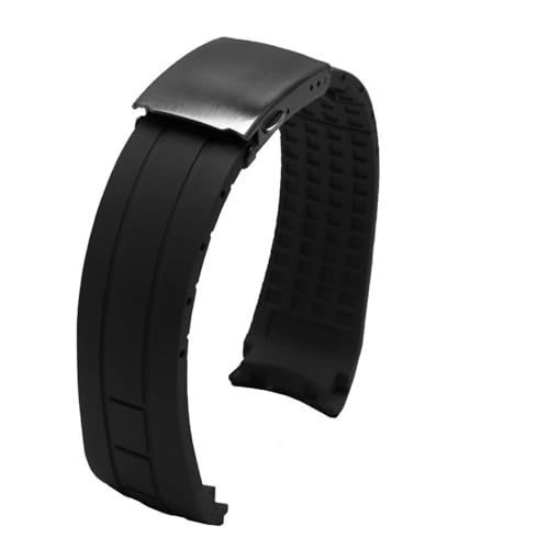 XTVKFWJAB Arc Rubber Uhrenarmband kompatibel mit Mido M005 Citizen Sky Eagle Helmsman wasserdicht schwarz blau Silikonarmband mit Werkzeug 22 mm 23 mm(Black black,22mm) von XTVKFWJAB