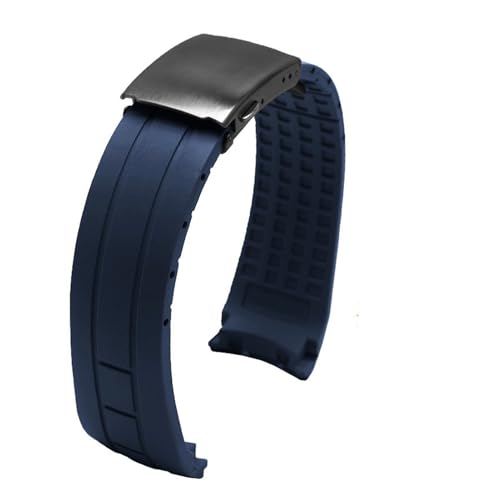 XTVKFWJAB Arc Rubber Uhrenarmband kompatibel mit Mido M005 Citizen Sky Eagle Helmsman wasserdicht schwarz blau Silikonarmband mit Werkzeug 22 mm 23 mm(Blue black,22mm) von XTVKFWJAB