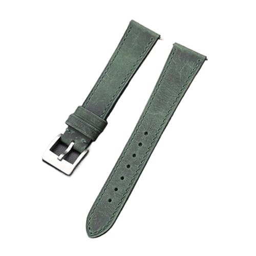 XTVKFWJAB Crazy Horse Lederarmband 20mm 22mm Handgefertigt Vintage Schnellverschluss Damen Herren Echtes Rindsleder Armband Uhrenzubehör(Dark green,22mm) von XTVKFWJAB
