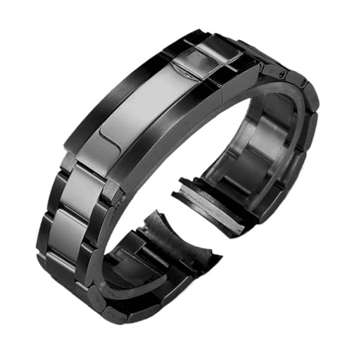XTVKFWJAB Edelstahlarmband kompatibel mit Rolex-Uhrenarmband, Metall, Submariner, Damen- und Herrenarmband, wasserdichtes Armbandzubehör(BK Polished Matte,20mm no logo) von XTVKFWJAB