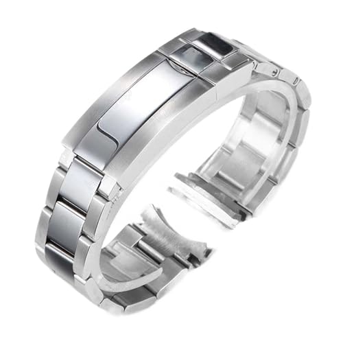 XTVKFWJAB Edelstahlarmband kompatibel mit Rolex-Uhrenarmband, Metall, Submariner, Damen- und Herrenarmband, wasserdichtes Armbandzubehör(SV Polished Matte,20mm no logo) von XTVKFWJAB