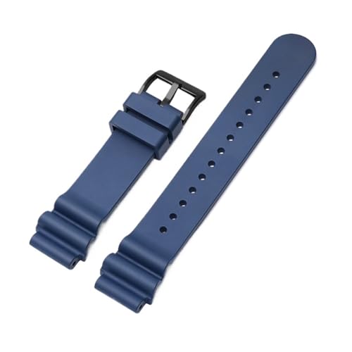 XTVKFWJAB Fluorkautschukarmband, kompatibel mit Seiko FKM-Uhrenarmband, Edelstahlschnalle, wasserdicht, Taucharmband for Männer und Frauen(Blue black,22mm) von XTVKFWJAB
