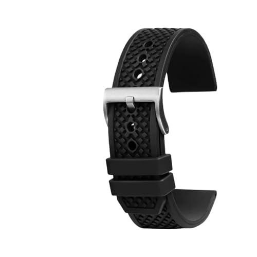 XTVKFWJAB FluoroRubber Silikon Uhrenarmband Wasserdicht Ersatz Kompatibel Mit Cartier Armband CALIBRE W7100055/WGCA0010 WSCA0006 Armband(Black silver) von XTVKFWJAB
