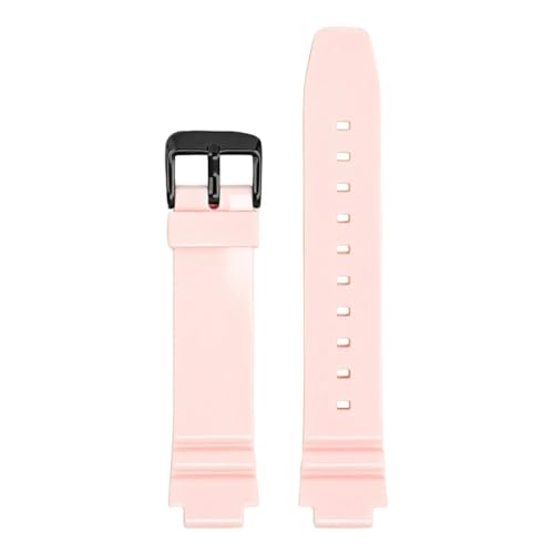 XTVKFWJAB Harz-Kautschukarmband, kompatibel mit Casio LRW-250H 200 LX-500H, Damen, glänzend, weiß, rosa, konvex, wasserdichtes Silikonarmband, 12 mm(Pink02) von XTVKFWJAB