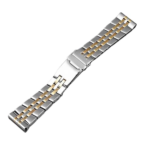 XTVKFWJAB Herren-Uhrenarmband aus Edelstahl, kompatibel mit Breitling Avengers Super Ocean Series Steel Belt 22 24 mm, Uhrenarmband-Zubehör(Steel golden,22mm) von XTVKFWJAB