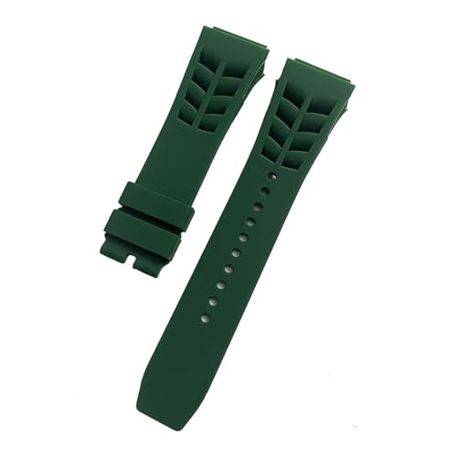 XTVKFWJAB Kompatibel Mit Richard Mille Silikonarmband Mit Hervorstehender Schnittstelle, 21 Mm Breit, 25 Mm Rohohr-Uhrenarmband(Green,25mm No buckle) von XTVKFWJAB