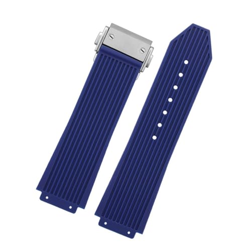 XTVKFWJAB Kompatibel mit BIG BANG Schwarz Blau Weiß Silikonkautschukarmband mit Herren-Schmetterlingsschnalle Uhrenarmband Zubehör 26 * 19mm(Dark blue silver) von XTVKFWJAB