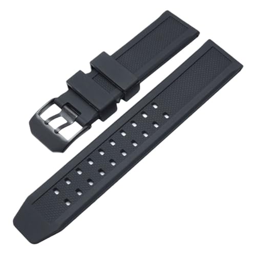 XTVKFWJAB Kompatibel mit Luminox Silikon-Armband mit flacher Öffnung, wasserdicht, weich, bequem, Uhrenarmband, Edelstahlschnalle, Uhrenzubehör, 23 mm(Black-B) von XTVKFWJAB