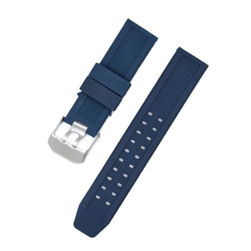 XTVKFWJAB Kompatibel mit Luminox Silikon-Armband mit flacher Öffnung, wasserdicht, weich, bequem, Uhrenarmband, Edelstahlschnalle, Uhrenzubehör, 23 mm(Blue-S) von XTVKFWJAB