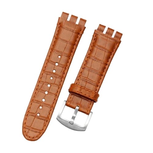 XTVKFWJAB Leder-Uhrenarmband, Kompatibel Mit Swatch IRONY YOS440 449 448 401G, Uhrenzubehör, Armband, 23 Mm, Herrenarmband(A light brown,23mm black clasp) von XTVKFWJAB