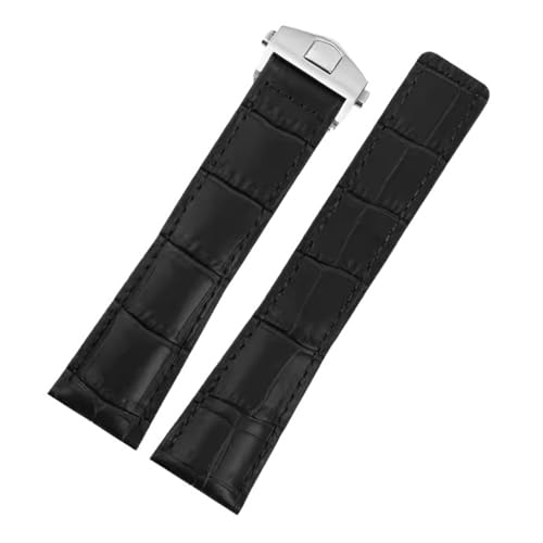 XTVKFWJAB Leder-Uhrenarmband, kompatibel mit TAG Heuer AQUARACER CARRERA Monaco F1 Uhrenarmband, Armbandzubehör(Black-silver,20mm) von XTVKFWJAB